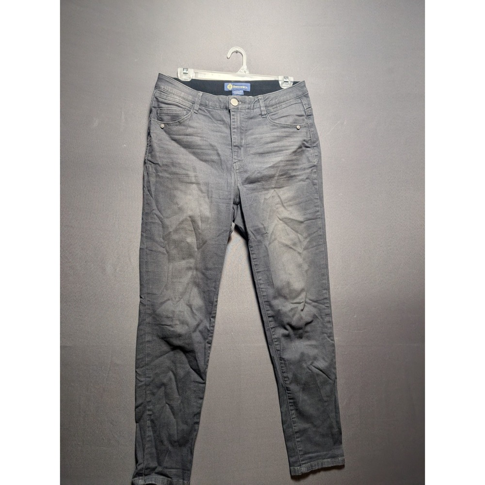 Democracy Skinny Jeans Womens 8 Gray Denim Cotton Logo Ab Solution Fit Dark Wash